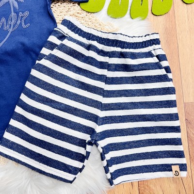 Conj. Camiseta Summer Everyday e Bermuda Listrada - Marinho